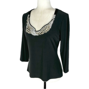 Frank Lyman black embellished top